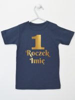 jedynka na roczek z imieniem nadruk złoty koszulka z krótkim rękawem kolor granatowy 238 jedynka na roczek z imieniem nadruk złoty koszulka z krótkim rękawem kolor granatowy 238