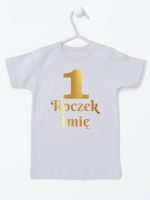 jedynka na roczek z imieniem nadruk złoty koszulka z krótkim rękawem kolor szary 238 jedynka na roczek z imieniem nadruk złoty koszulka z krótkim rękawem kolor szary 238