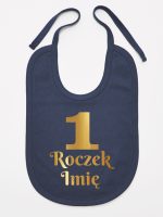 jedynka na roczek z imieniem nadruk złoty śliniak niemowlęcy kolor granatowy 238 jedynka na roczek z imieniem nadruk złoty śliniak niemowlęcy kolor granatowy 238