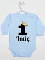 jedynka z koroną i imieniem na roczek body z długim rękawem kolor błękitny 161 jedynka z koroną i imieniem na roczek body z długim rękawem kolor błękitny 161