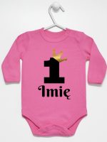 jedynka z koroną i imieniem na roczek body z długim rękawem kolor ciemny różowy 161 jedynka z koroną i imieniem na roczek body z długim rękawem kolor ciemny różowy 161