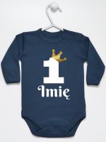 jedynka z koroną i imieniem na roczek body z długim rękawem kolor granatowy 161 jedynka z koroną i imieniem na roczek body z długim rękawem kolor granatowy 161