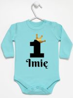 jedynka z koroną i imieniem na roczek body z długim rękawem kolor miętowy 161 jedynka z koroną i imieniem na roczek body z długim rękawem kolor miętowy 161