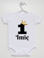 jedynka z koroną i imieniem na roczek body z krótkim rękawem kolor biały 161 jedynka z koroną i imieniem na roczek body z krótkim rękawem kolor biały 161