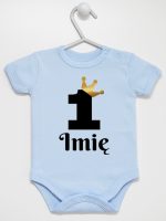 jedynka z koroną i imieniem na roczek body z krótkim rękawem kolor błękitny 161 jedynka z koroną i imieniem na roczek body z krótkim rękawem kolor błękitny 161