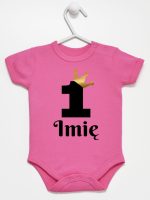 jedynka z koroną i imieniem na roczek body z krótkim rękawem kolor ciemny rózowy 161 jedynka z koroną i imieniem na roczek body z krótkim rękawem kolor ciemny rózowy 161