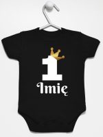 jedynka z koroną i imieniem na roczek body z krótkim rękawem kolor czarny 161 jedynka z koroną i imieniem na roczek body z krótkim rękawem kolor czarny 161