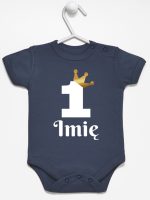 jedynka z koroną i imieniem na roczek body z krótkim rękawem kolor granatowy 161 jedynka z koroną i imieniem na roczek body z krótkim rękawem kolor granatowy 161