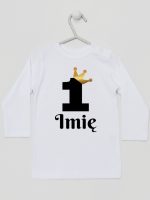 jedynka z koroną i imieniem na roczek koszulka z długim rękawem kolor biały 161