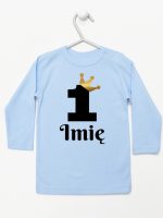 jedynka z koroną i imieniem na roczek koszulka z długim rękawem kolor błękitny 161