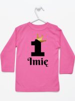 jedynka z koroną i imieniem na roczek koszulka z długim rękawem kolor ciemny różowy 161