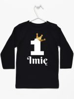 jedynka z koroną i imieniem na roczek koszulka z długim rękawem kolor czarny 161