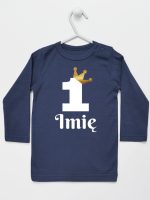 jedynka z koroną i imieniem na roczek koszulka z długim rękawem kolor granatowy 161