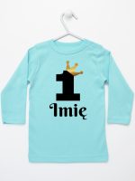 jedynka z koroną i imieniem na roczek koszulka z długim rękawem kolor miętowy 161