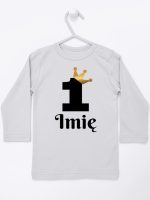 jedynka z koroną i imieniem na roczek koszulka z długim rękawem kolor szary 161