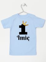 jedynka z koroną i imieniem na roczek koszulka z krótkim rękawem kolor błękitny 161