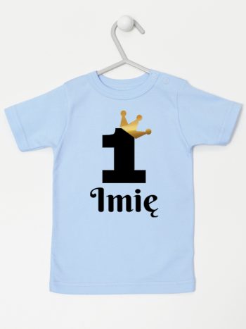 jedynka z koroną i imieniem na roczek koszulka z krótkim rękawem kolor błękitny 161