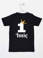 jedynka z koroną i imieniem na roczek koszulka z krótkim rękawem kolor czarny 161