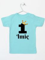 jedynka z koroną i imieniem na roczek koszulka z krótkim rękawem kolor miętowy 161