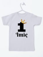 jedynka z koroną i imieniem na roczek koszulka z krótkim rękawem kolor szary 161