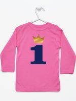 jedynka z koroną na roczek koszulka z długim rękawem kolor ciemny różowy 213