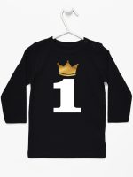 jedynka z koroną na roczek koszulka z długim rękawem kolor czarny 213
