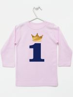 jedynka z koroną na roczek koszulka z długim rękawem kolor różowy 213