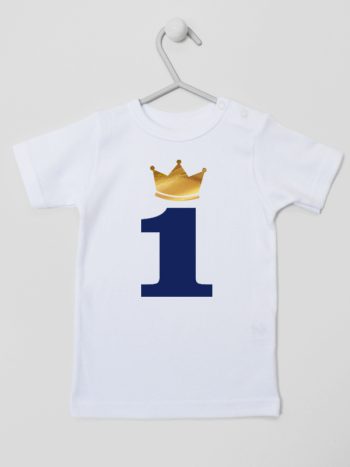 jedynka z koroną na roczek koszulka z krótkim rękawem kolor biały 213
