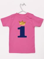 jedynka z koroną na roczek koszulka z krótkim rękawem kolor ciemny różowy 213
