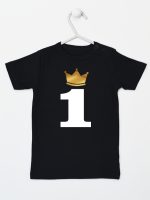 jedynka z koroną na roczek koszulka z krótkim rękawem kolor czarny 213