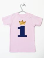 jedynka z koroną na roczek koszulka z krótkim rękawem kolor różowy 213