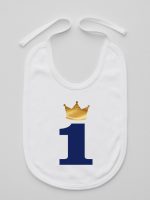 jedynka z koroną na roczek śliniak niemowlęcy kolor biały 213