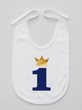 jedynka z koroną na roczek śliniak niemowlęcy kolor biały 213
