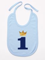 jedynka z koroną na roczek śliniak niemowlęcy kolor błękitny 213