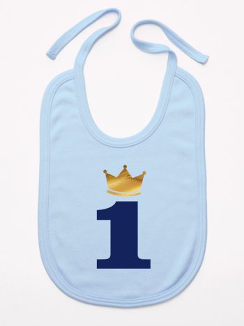 jedynka z koroną na roczek śliniak niemowlęcy kolor błękitny 213