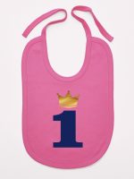 jedynka z koroną na roczek śliniak niemowlęcy kolor ciemny różowy 213