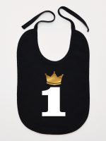 jedynka z koroną na roczek śliniak niemowlęcy kolor czarny 213