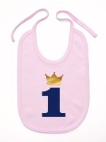 jedynka z koroną na roczek śliniak niemowlęcy kolor różowy 213
