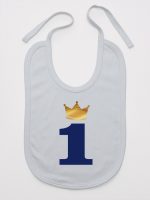jedynka z koroną na roczek śliniak niemowlęcy kolor szary 213