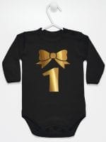 jedynka złota na pierwsze urodziny body z długim rękawem kolor czarny 050