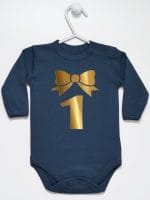 jedynka złota na pierwsze urodziny body z długim rękawem kolor granatowy 050