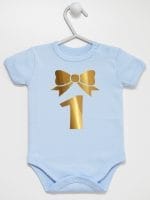 jedynka złota na pierwsze urodziny body z krótkim rękawem kolor błękitny 050
