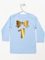 jedynka złota na pierwsze urodziny koszulka z długim rękawem kolor błękitny 050