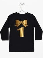 jedynka złota na pierwsze urodziny koszulka z długim rękawem kolor czarny 050