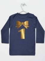 jedynka złota na pierwsze urodziny koszulka z długim rękawem kolor granatowy 050