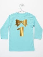 jedynka złota na pierwsze urodziny koszulka z długim rękawem kolor miętowy 050