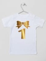 jedynka złota na pierwsze urodziny koszulka z krótkim rękawem kolor biały 050