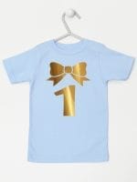 jedynka złota na pierwsze urodziny koszulka z krótkim rękawem kolor błękitny 050