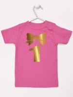 jedynka złota na pierwsze urodziny koszulka z krótkim rękawem kolor ciemny różowy 050