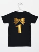 jedynka złota na pierwsze urodziny koszulka z krótkim rękawem kolor czarny 050